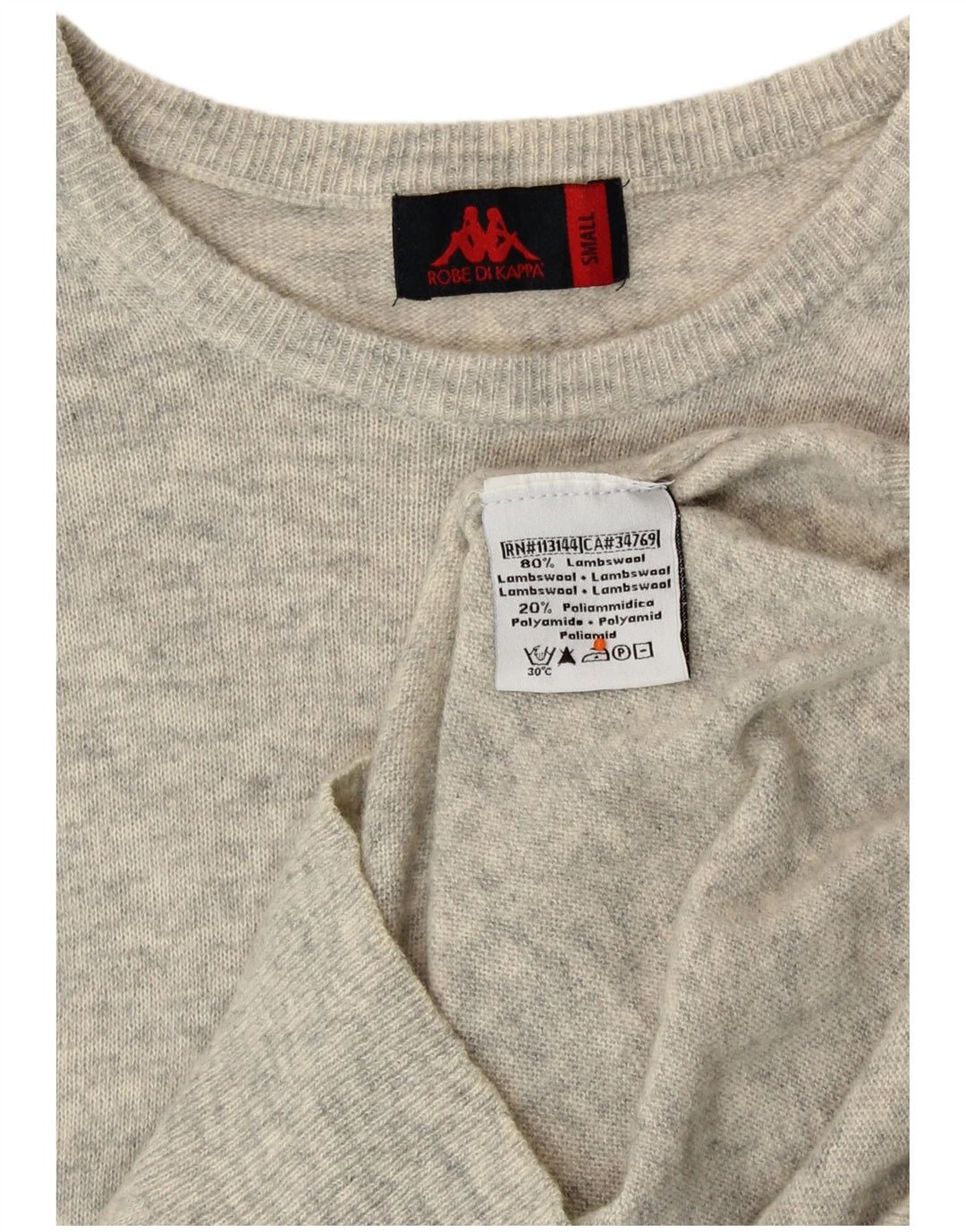 KAPPA Mens Boat Neck Jumper Sweater Small Grey Flecked Lambswool