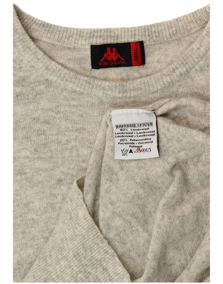 KAPPA Mens Boat Neck Jumper Sweater Small Grey Flecked Lambswool