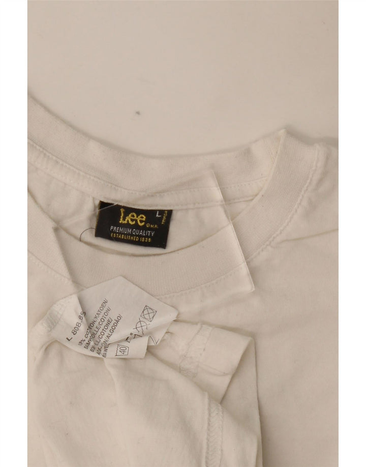 LEE Womens Graphic T-Shirt Top UK 16 Large White Cotton