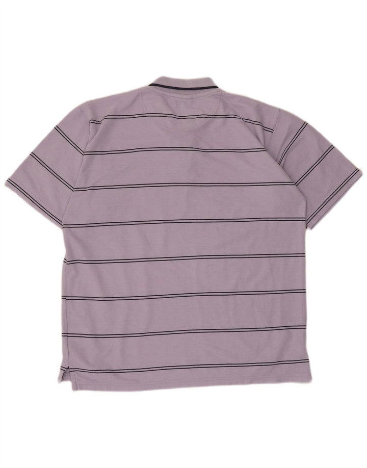 Umbro Mens Polo Shirt Large Purple Striped Polyester