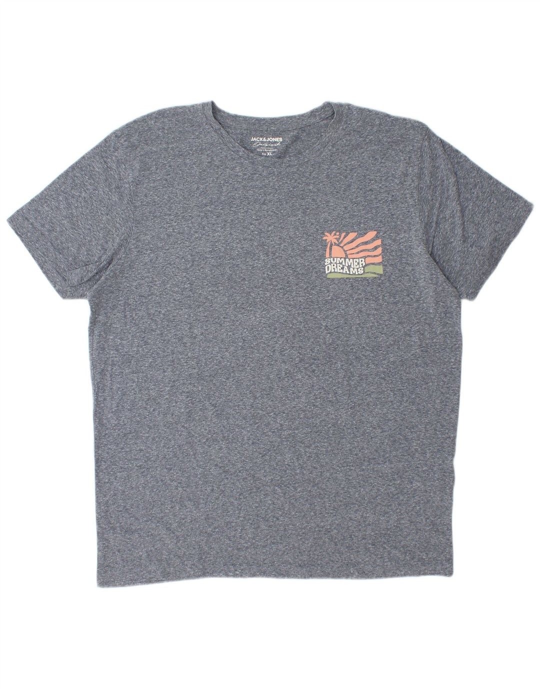 Jack & Jones Mens T-Shirt Top XL Grey Flecked Cotton