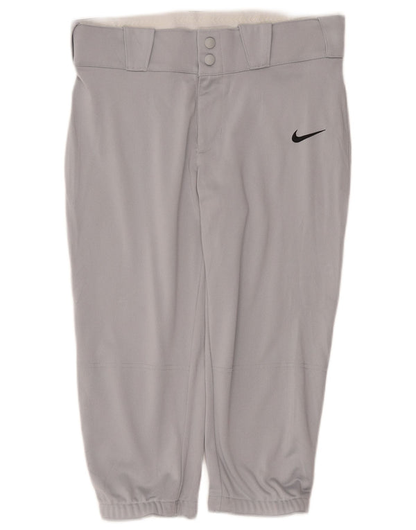 Nike Womens Capri Tracksuit Trousers Joggers UK 12 Medium  Grey Polyester