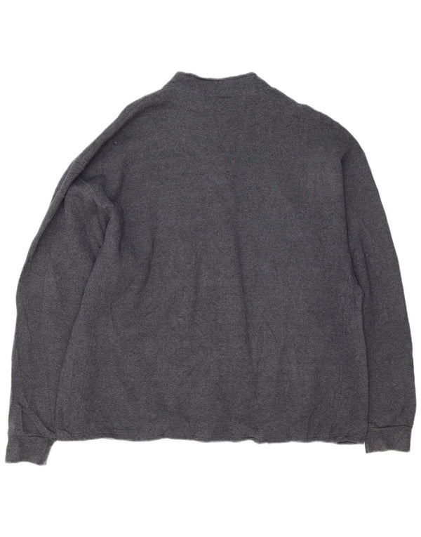 RUSSELL ATHLETIC Mens Graphic Zip Neck Sweatshirt Jumper 2XL Grey Cotton