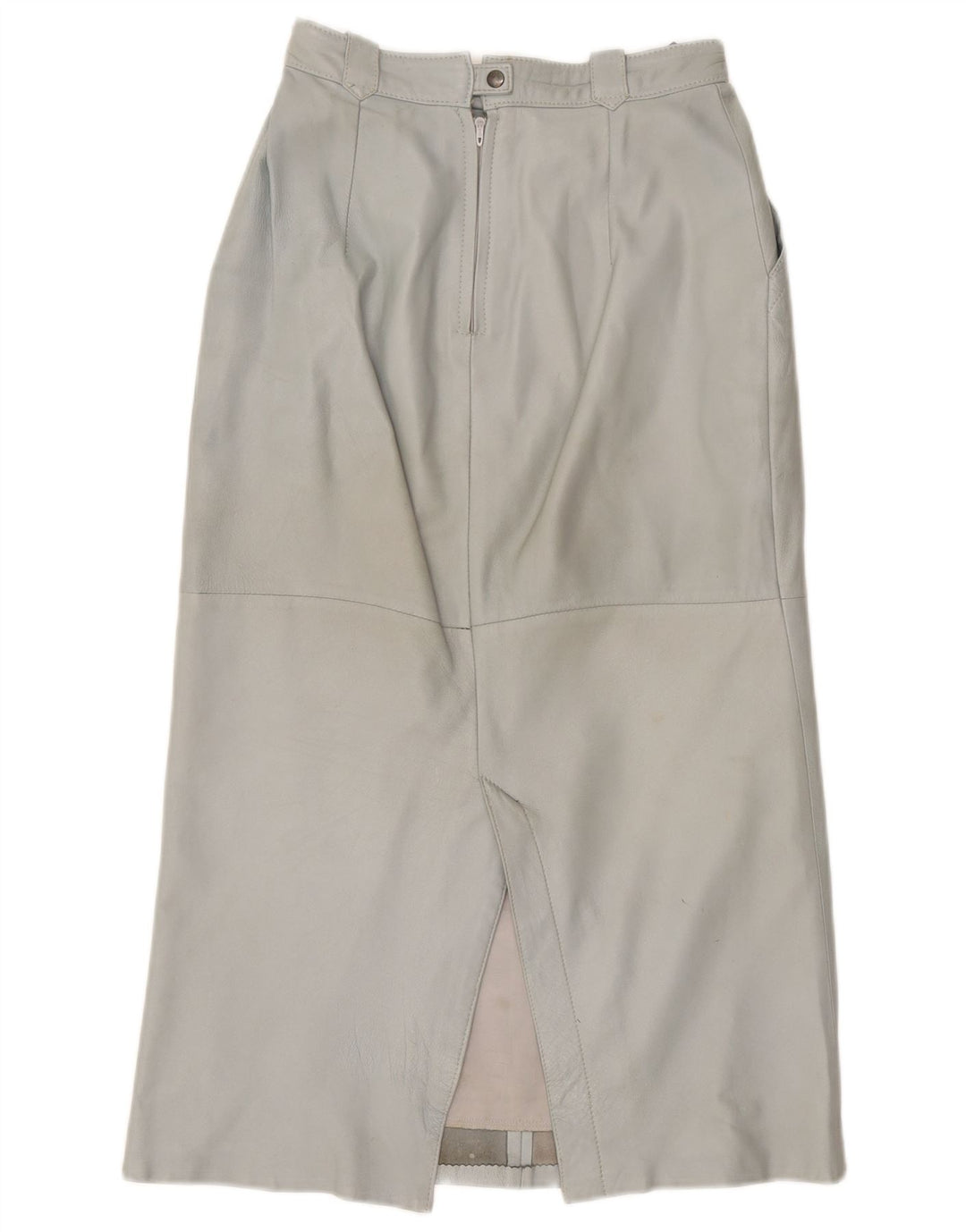 Vintage Womens Leather Skirt W36 XL Grey Leather