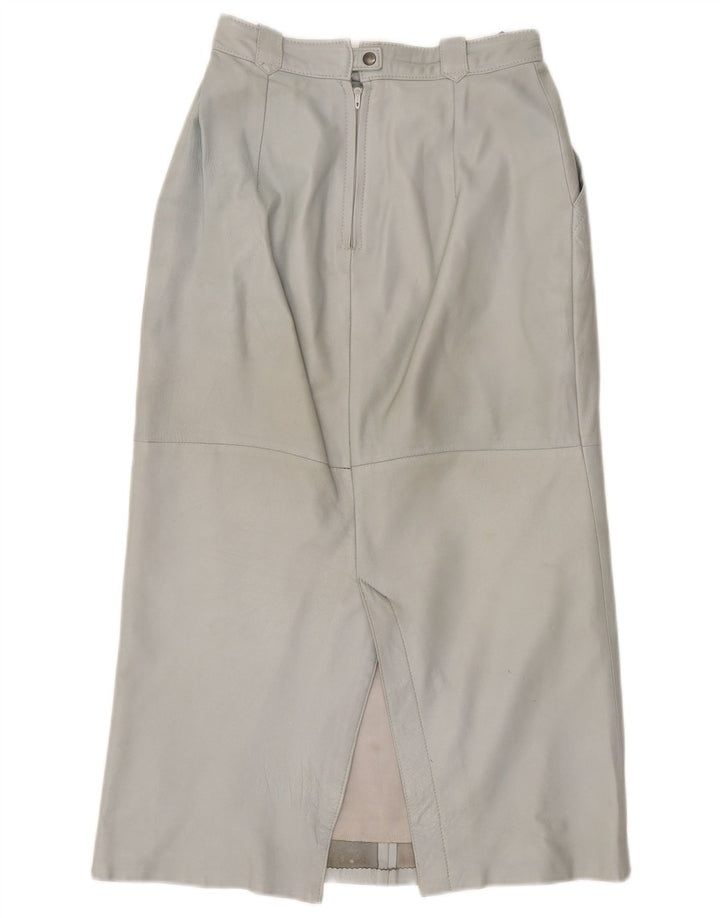 Vintage Womens Leather Skirt W36 XL Grey Leather