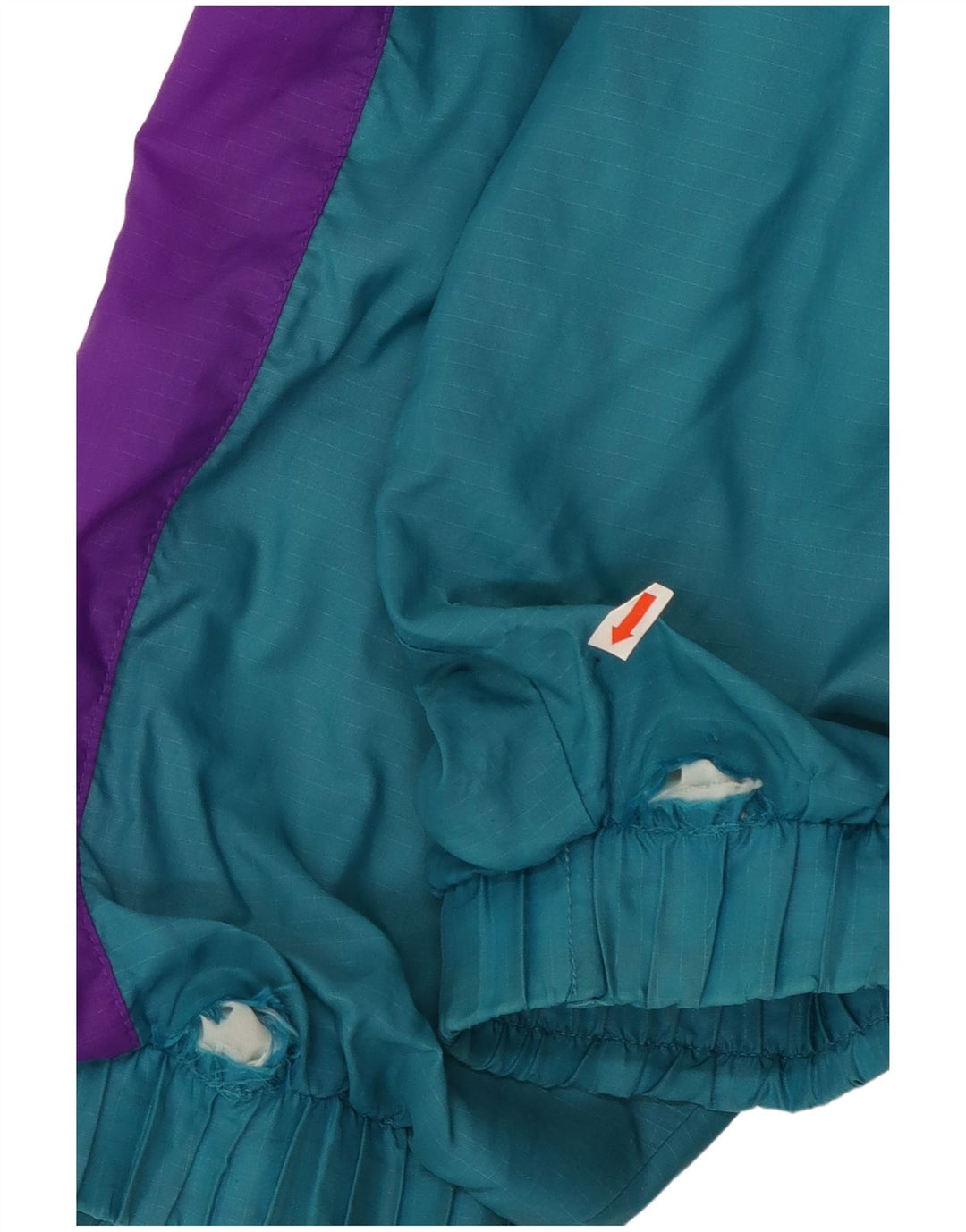 Vintage Mens Tracksuit Top Jacket Large Turquoise Colourblock Nylon 90s