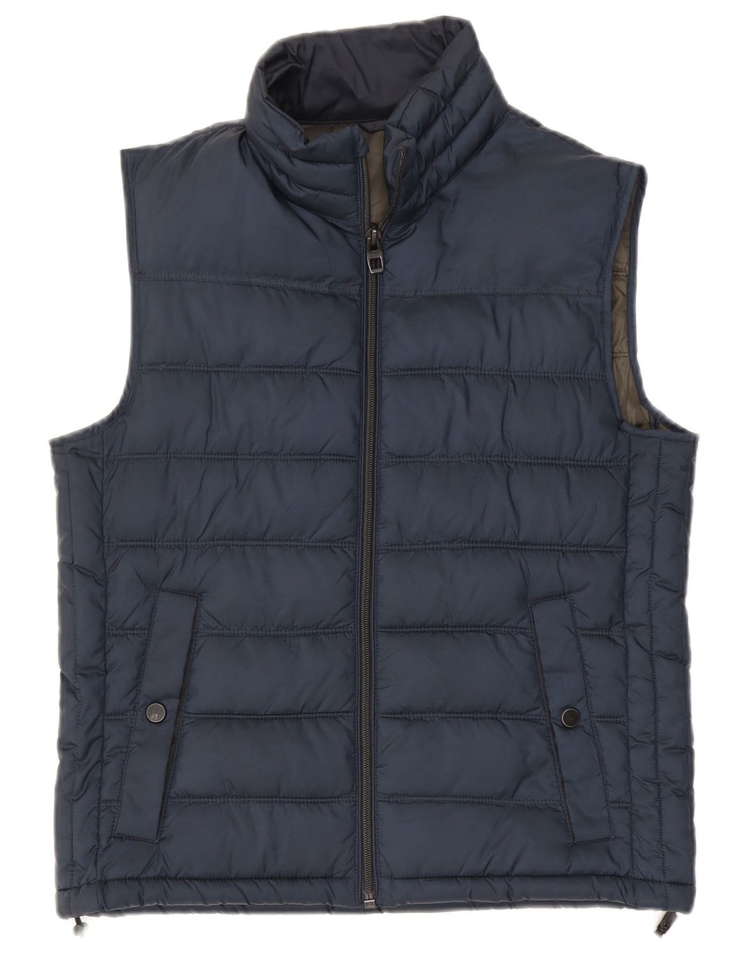 Zara Mens Padded Gilet UK 38 Medium Navy Blue Polyester