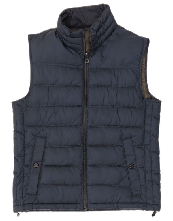 Zara Mens Padded Gilet UK 38 Medium Navy Blue Polyester
