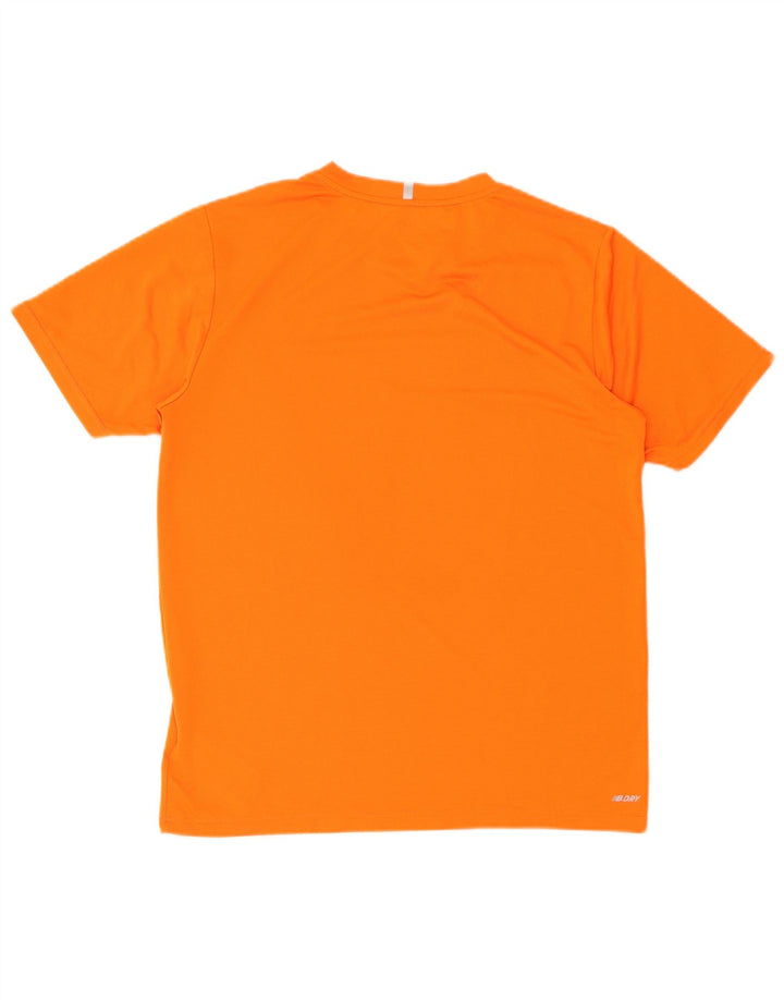 New Balance Mens T-Shirt Top Medium Orange Polyester