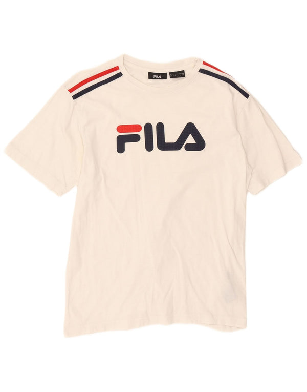 Fila Mens Graphic T-Shirt Top Small White Cotton
