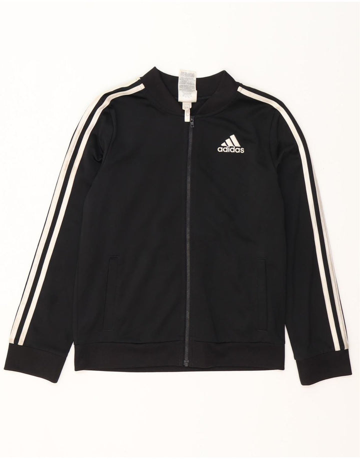 ADIDAS Boys Tracksuit Top Jacket 15-16 Years XL  Black Polyester