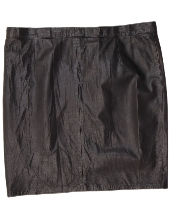 Lavorazione Artigiana Womens Mini Leather Skirt W36 XL Black