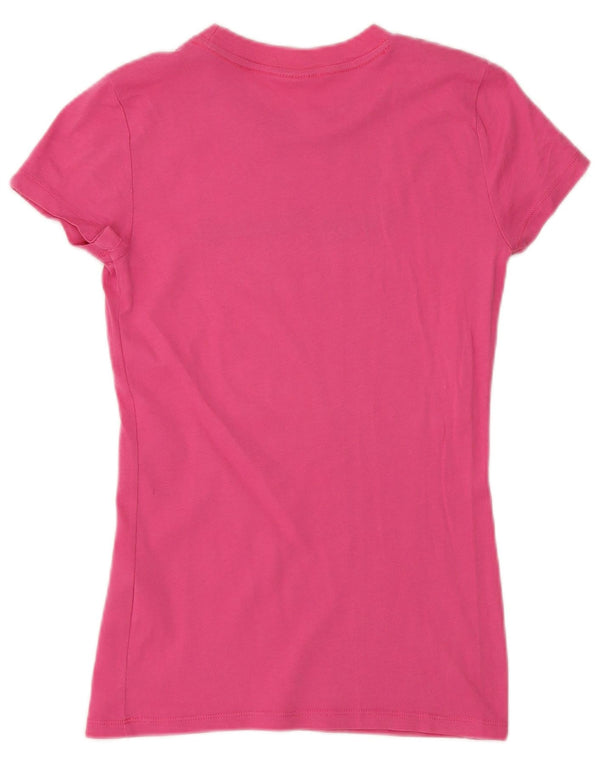 Hollister Womens Graphic T-Shirt Top UK 8 Small Pink Cotton