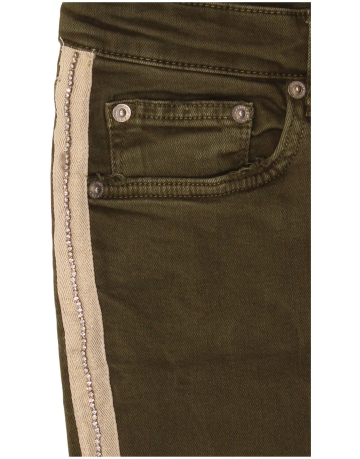 Zara Womens Slim Jeans EU 40 Medium W30 L27 Khaki Colourblock