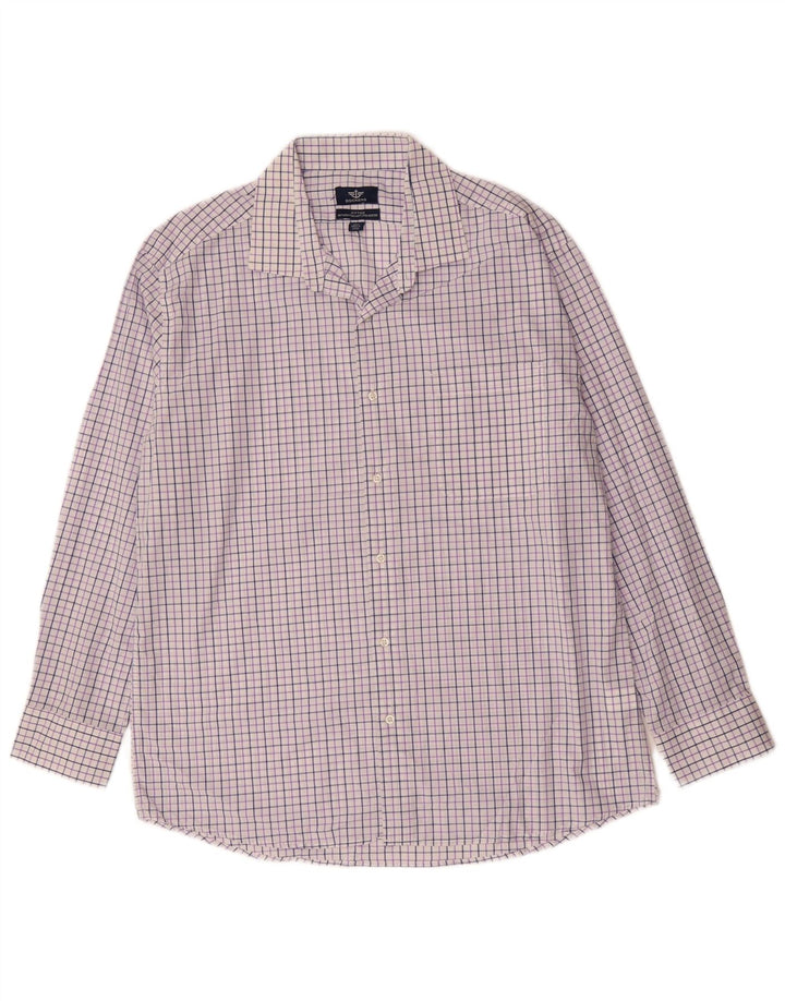 DOCKERS Mens Shirt Size 16 1/2 Large Purple Check Cotton