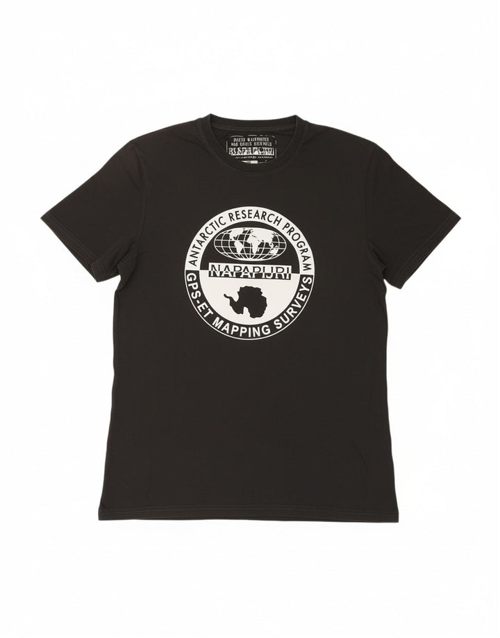 NAPAPIJRI Mens Graphic T-Shirt Top Medium Grey Cotton