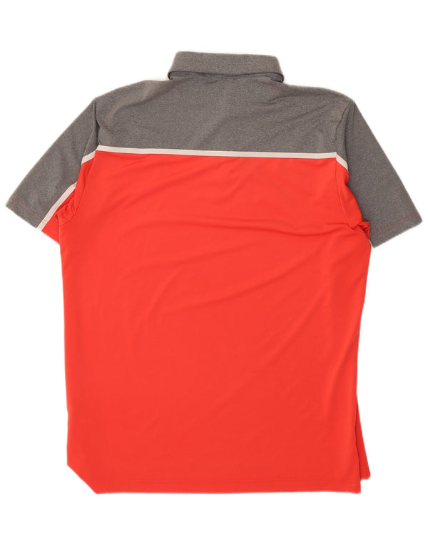 Adidas Mens Polo Shirt Large Red Colourblock Polyester