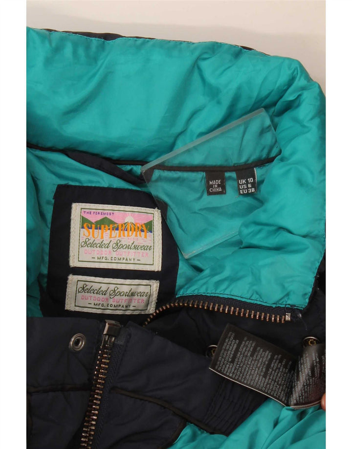 Superdry Womens Oversized Padded Jacket UK 10 Small Navy Blue Polyester