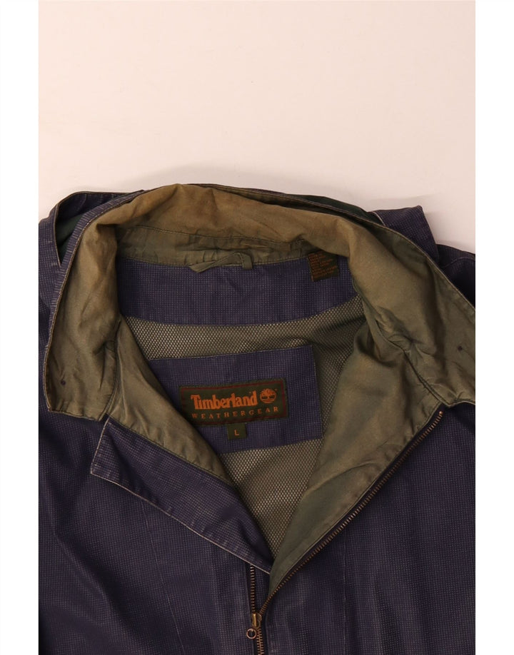 TIMBERLAND Mens Weathergear Hooded Rain Jacket UK 40 Large Navy Blue