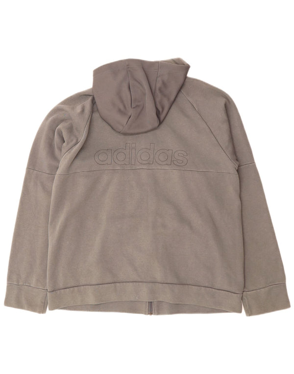 Adidas Mens Graphic Zip Hoodie Sweater Medium Grey Colourblock Cotton