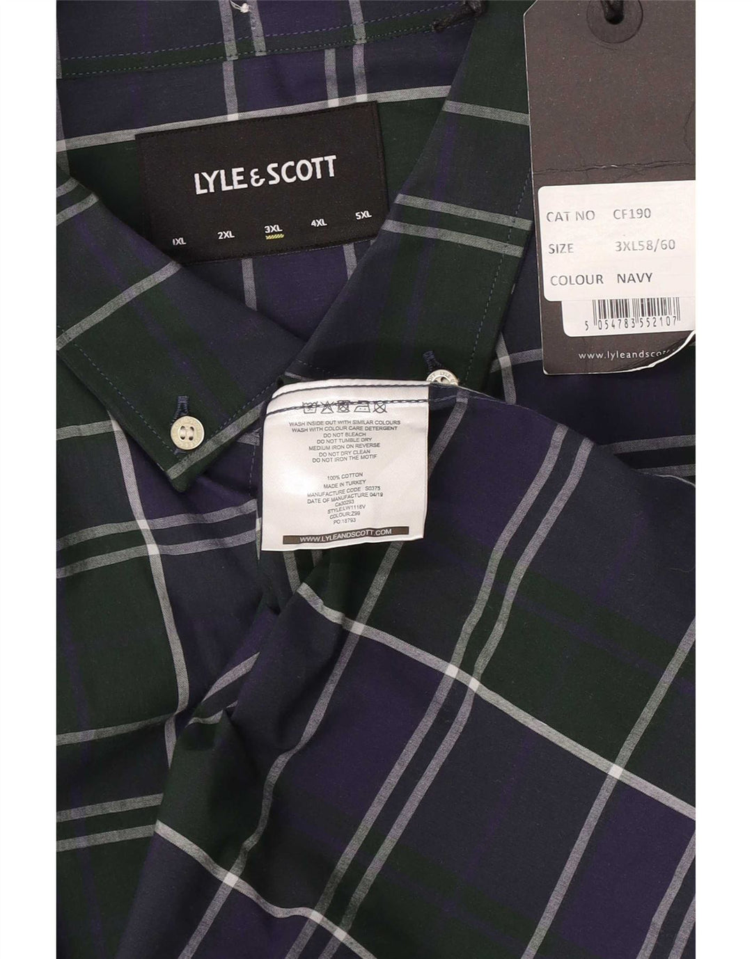 Lyle & Scott Mens Shirt 3XL Navy Blue Check Cotton