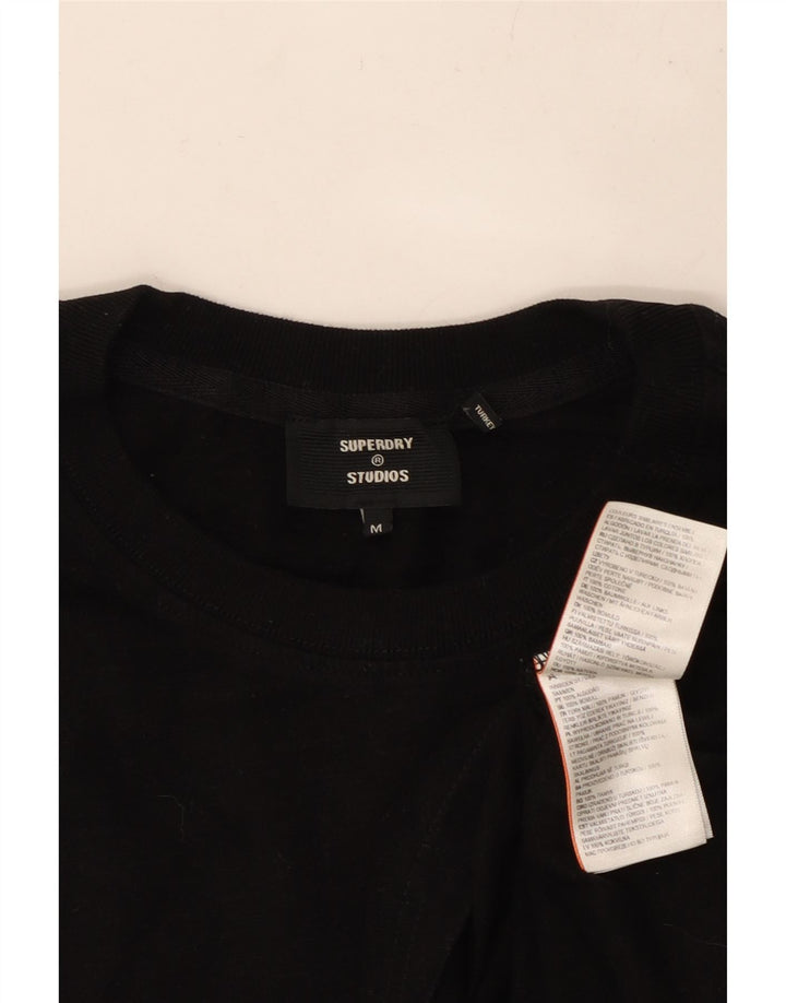 SUPERDRY Mens T-Shirt Top Medium Black Cotton
