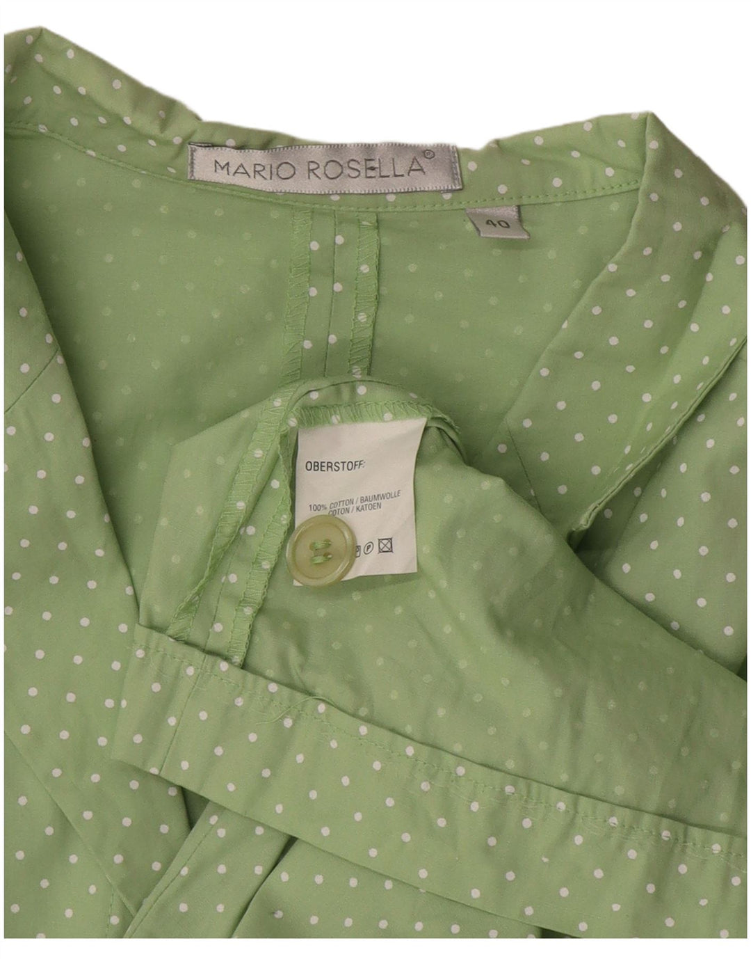 Mario Rosella Womens 2 Piece Set EU 40 Medium Green Polka Dot Cotton