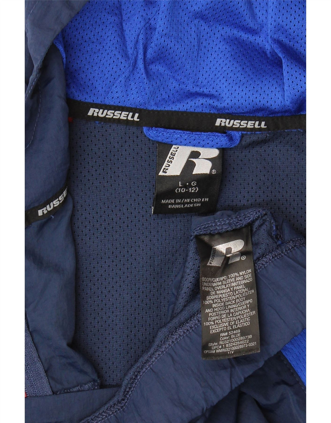 Russell Athletic Boys Rain Jacket 10-11 Years Large Navy Blue Colourblock