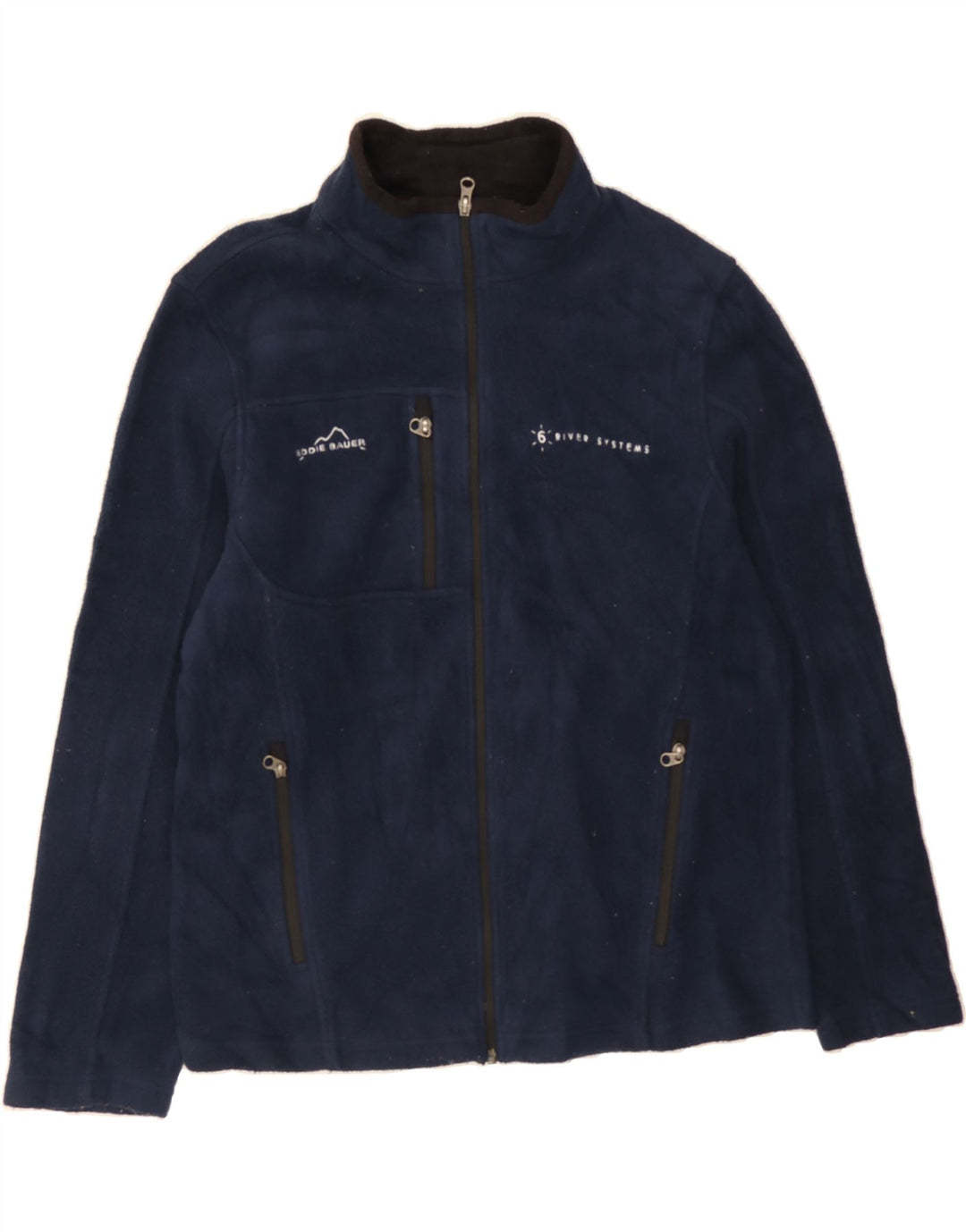 EDDIE BAUER Mens Fleece Jacket UK 40 Large Navy Blue Polyester Vintage Eddie Bauer and Second-Hand Eddie Bauer from Messina Hembry 