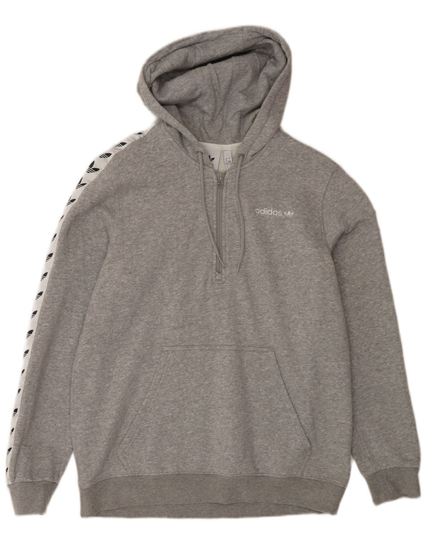 Adidas Womens Graphic Hoodie Jumper UK 16 Large Grey Cotton