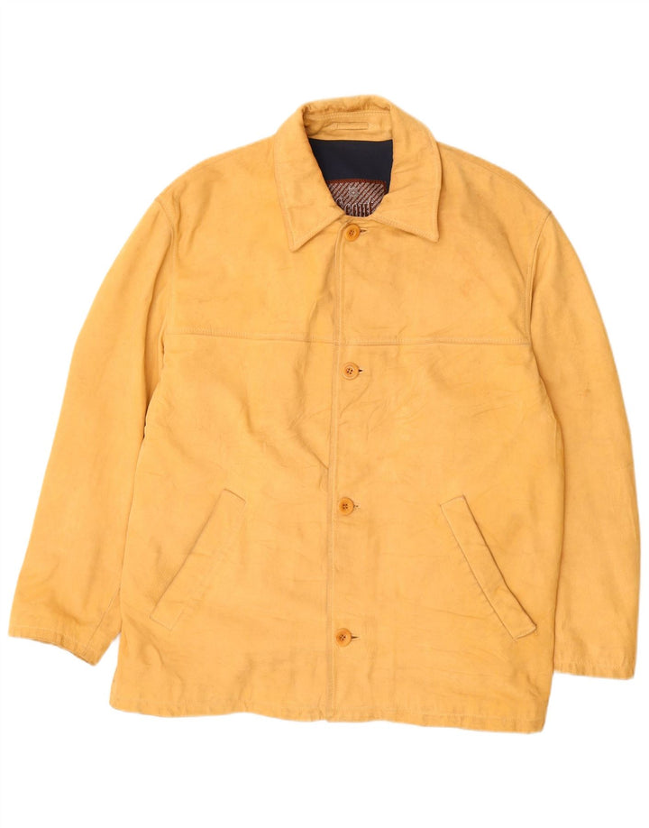Scout Mens Leather Jacket UK 42 XL Yellow