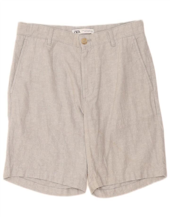 Zara Mens Chino Shorts EU 38 Small W30 Grey Linen