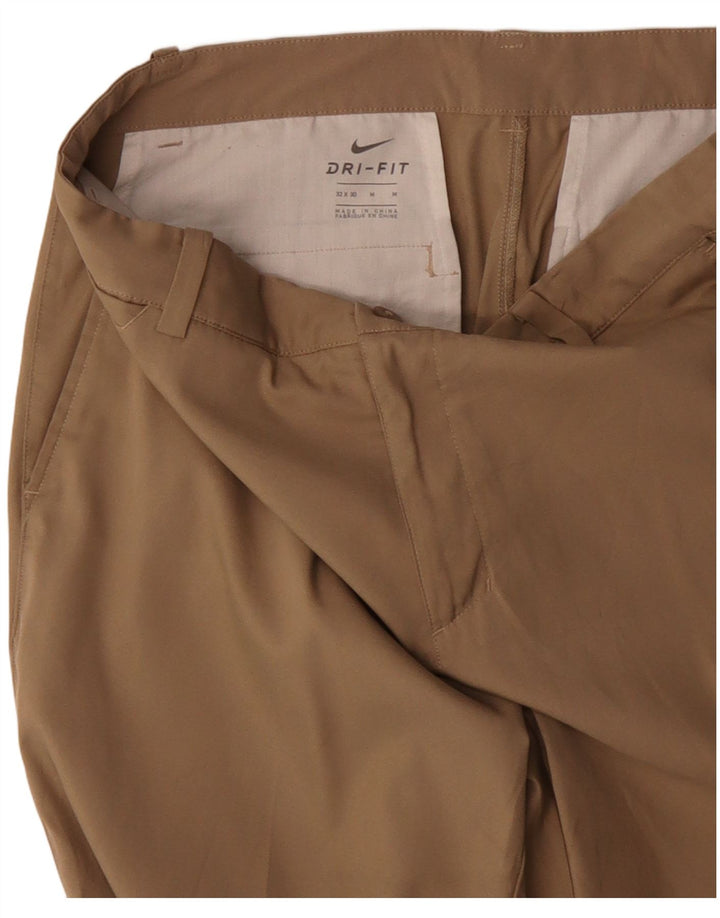 NIKE Mens Dri Fit Straight Chino Trousers W32 L30 Beige Polyester