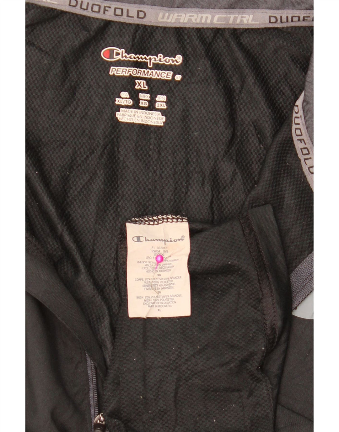 CHAMPION Mens Zip Neck Pullover Tracksuit Top XL Black Colourblock