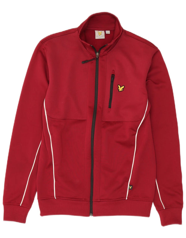 Lyle & Scott Mens Tracksuit Top Jacket Small Maroon Polyester