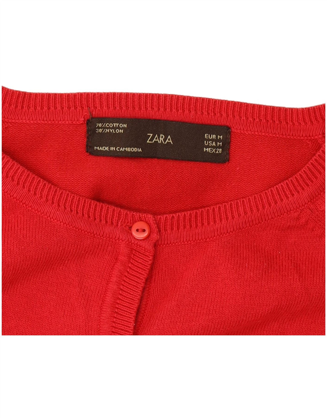 Zara Womens Cardigan Sweater UK 12 Medium Red Cotton