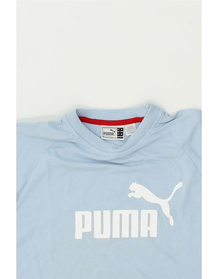PUMA Boys Graphic Top Long Sleeve 9-10 Years Medium  Blue Cotton Vintage Puma and Second-Hand Puma from Messina Hembry 