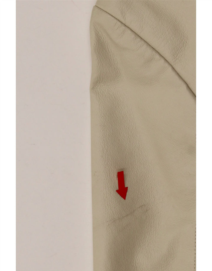 Vintage Womens Leather Coat UK 12 Medium Beige Leather