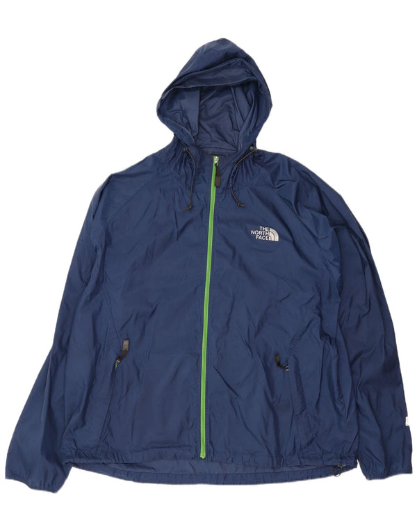 The North Face Mens Hooded Rain Jacket UK 44 2XL Navy Blue Nylon