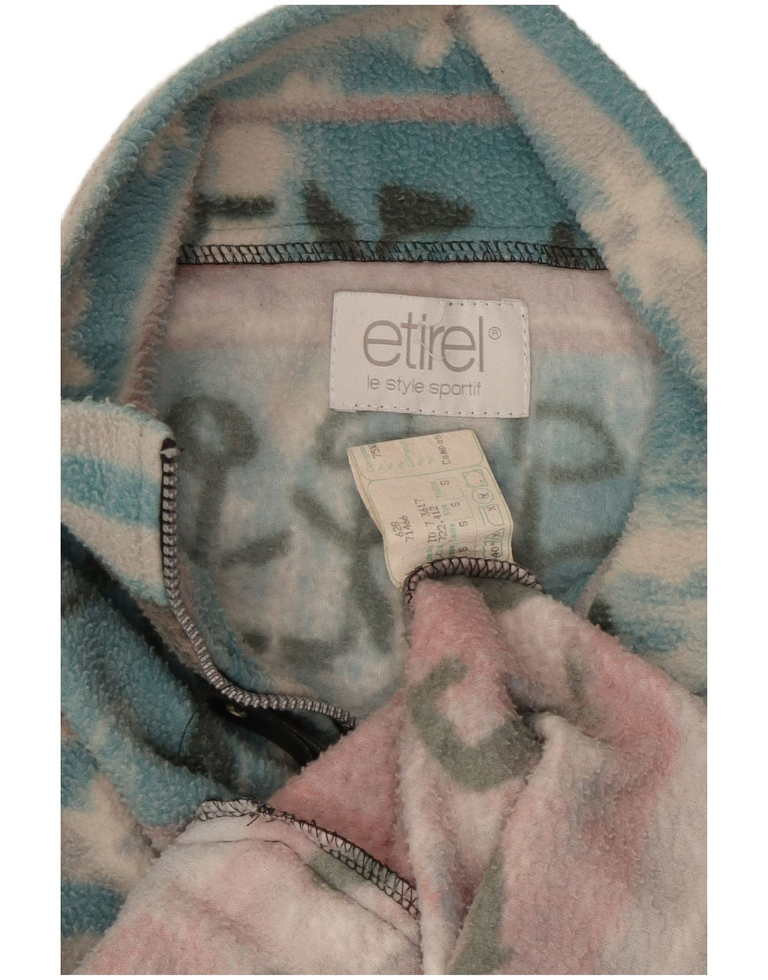 Etirel Mens Graphic Zip Neck Fleece Jumper Small Multicoloured Fair Isle