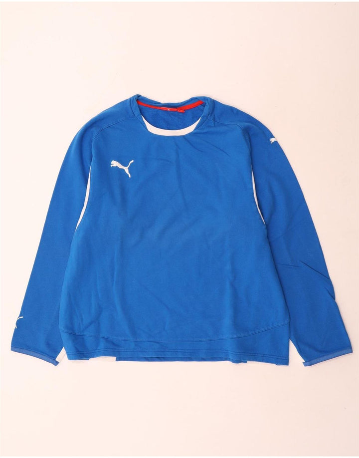 Puma Womens Top Long Sleeve UK 14 Medium Blue Colourblock Cotton