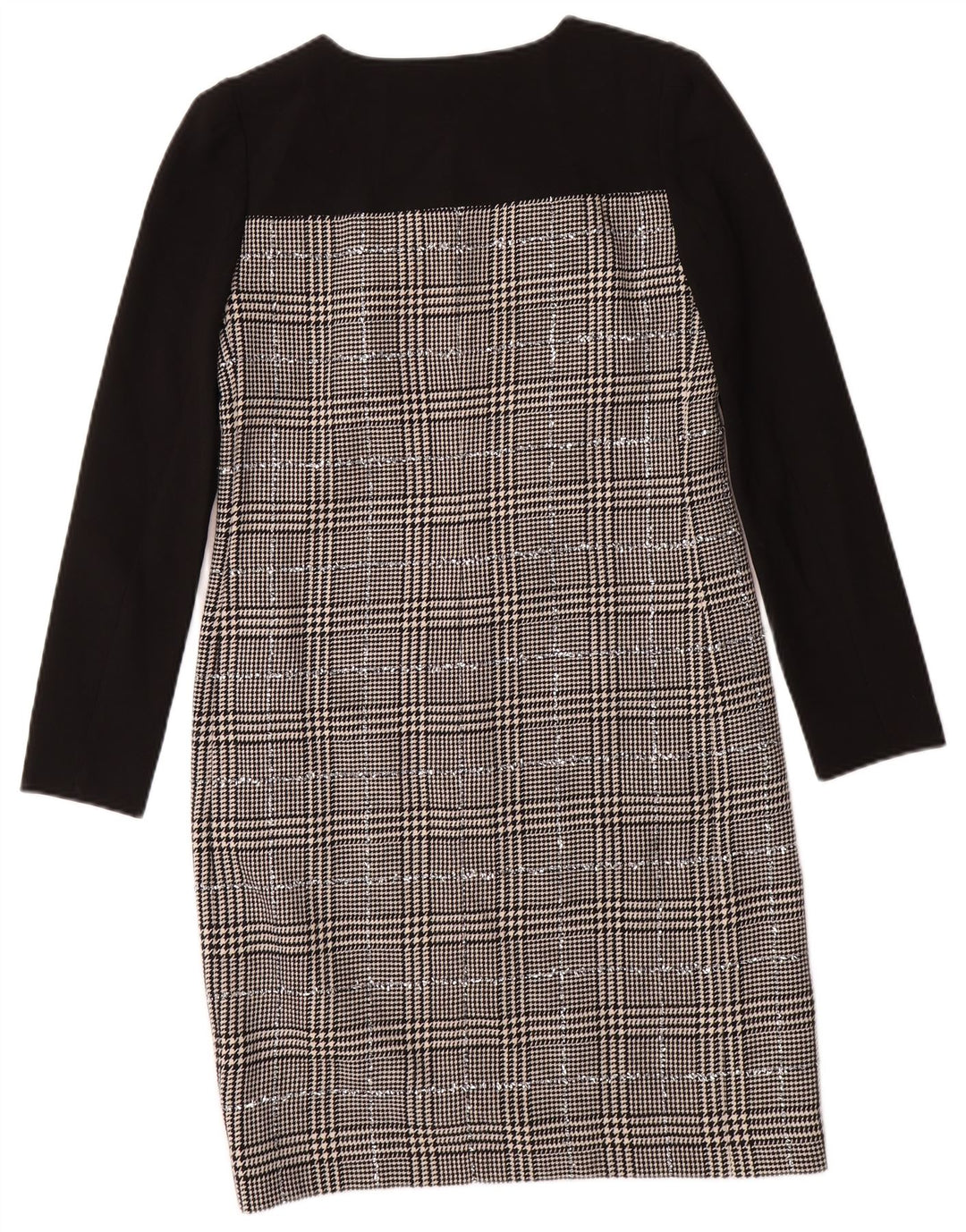 JAEGER Womens Long Sleeve Sheath Dress UK 8 Small Black Houndstooth Wool