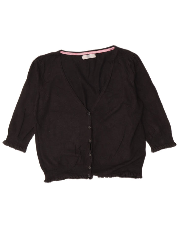Marks & Spencer Womens Crop 3/4 Sleeve Cardigan Sweater UK 16 Large Black