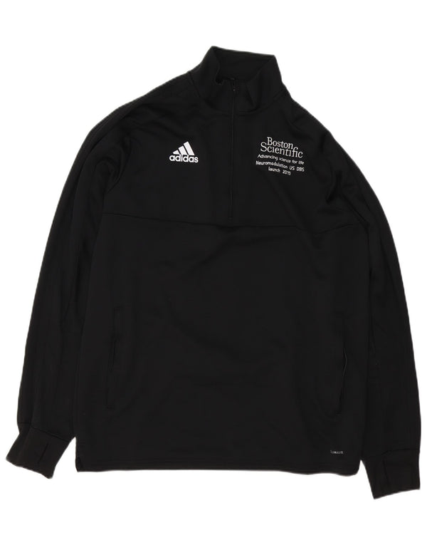 Adidas Mens Climalite Graphic Zip Neck Sweatshirt Jumper Large Black