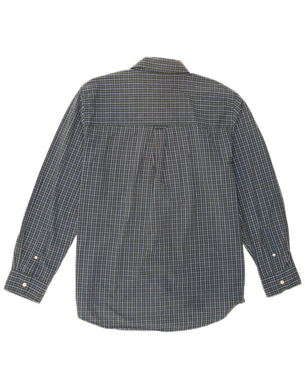 Chaps Mens Easy Care Shirt Large Green Check Cotton
