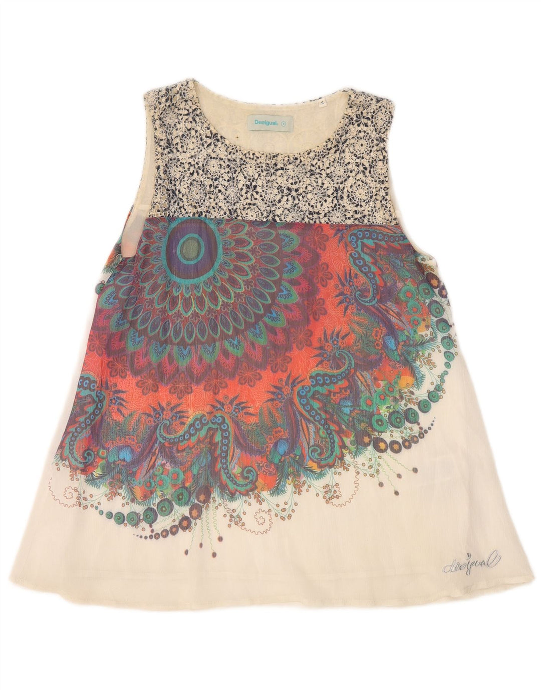 DESIGUAL Womens Graphic Blouse Top UK 10 Small Multicoloured Paisley