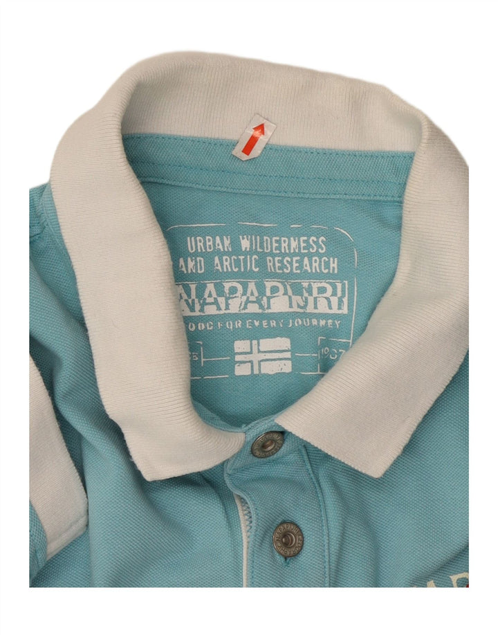 NAPAPIJRI Mens Polo Shirt XL Blue Colourblock Cotton