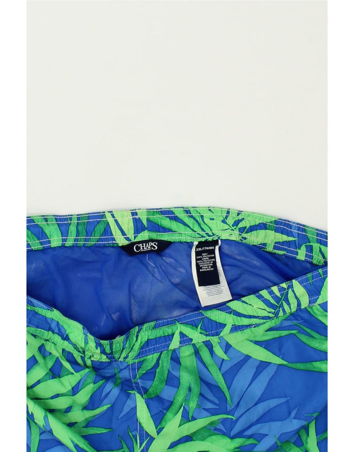 CHAPS Mens Abstract Pattern Swimming Shorts 2XL  Blue Polyester Vintage Chaps and Second-Hand Chaps from Messina Hembry 