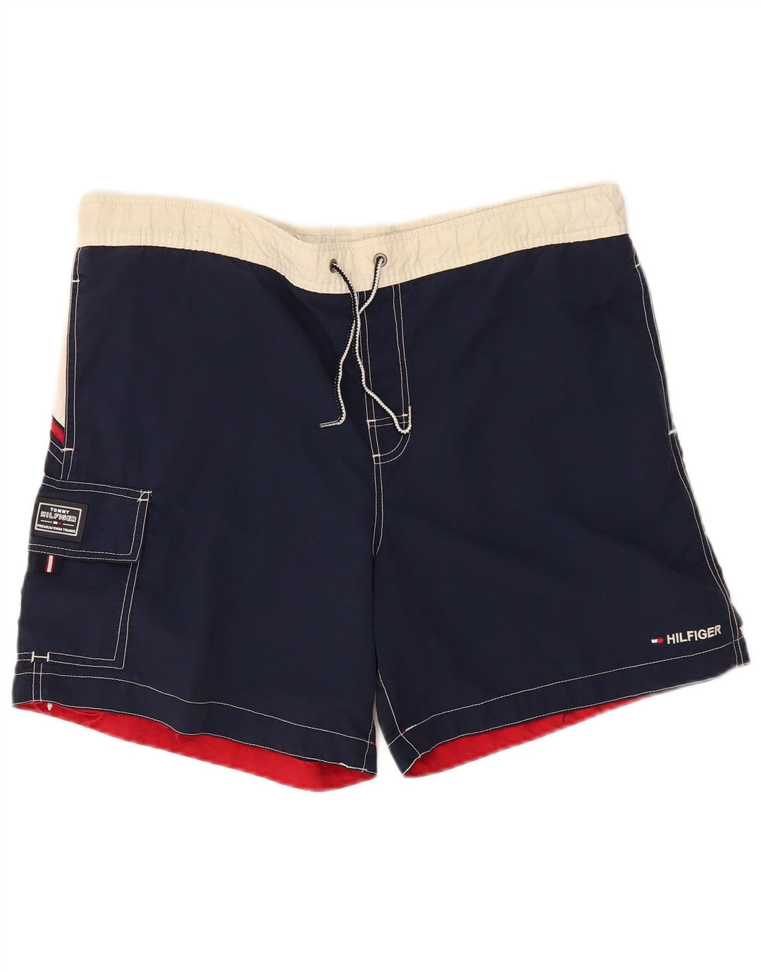 Tommy Hilfiger Mens Cargo Swimming Shorts Medium Navy Blue Colourblock