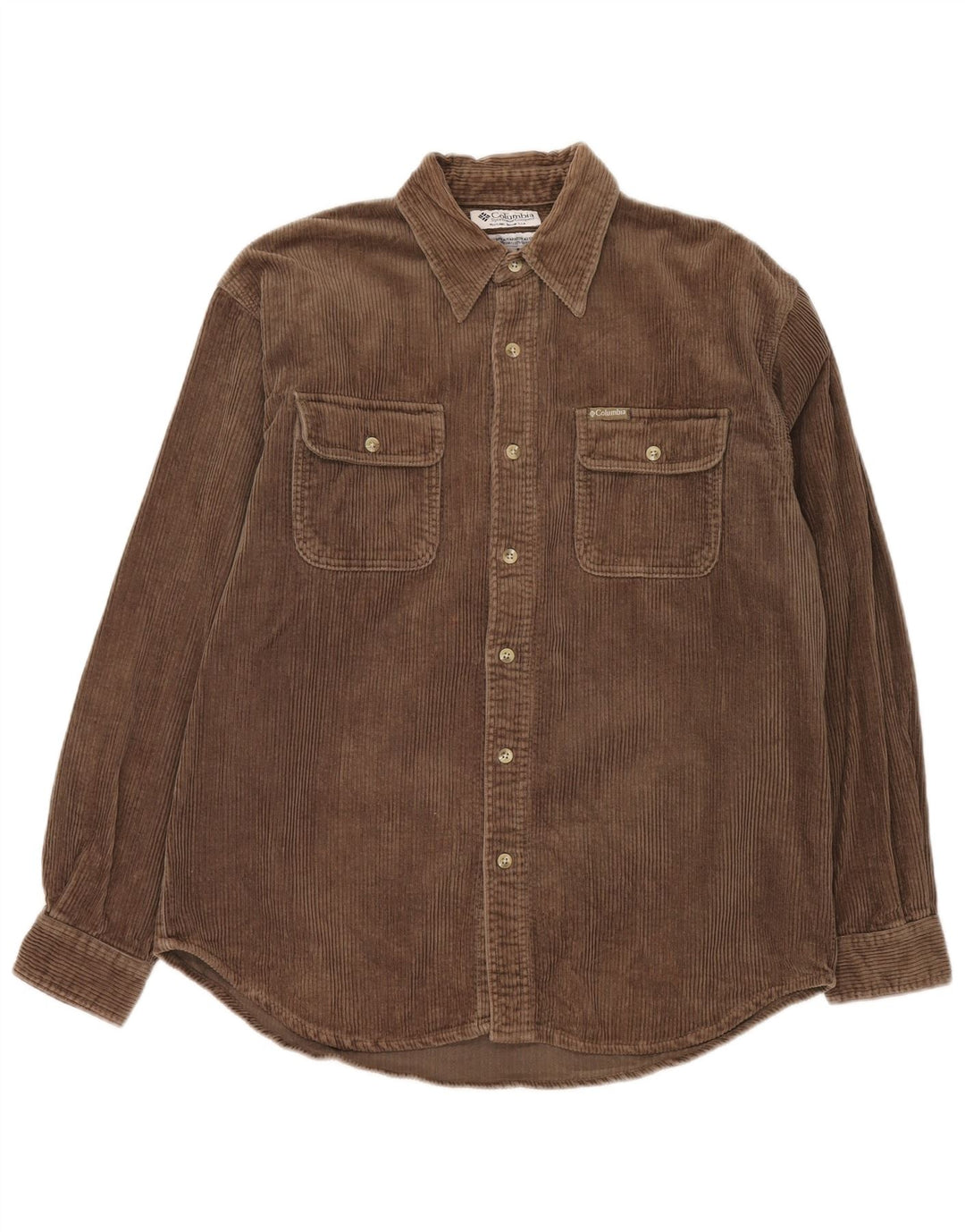 Columbia Mens Western Corduroy Shirt Medium Brown Cotton